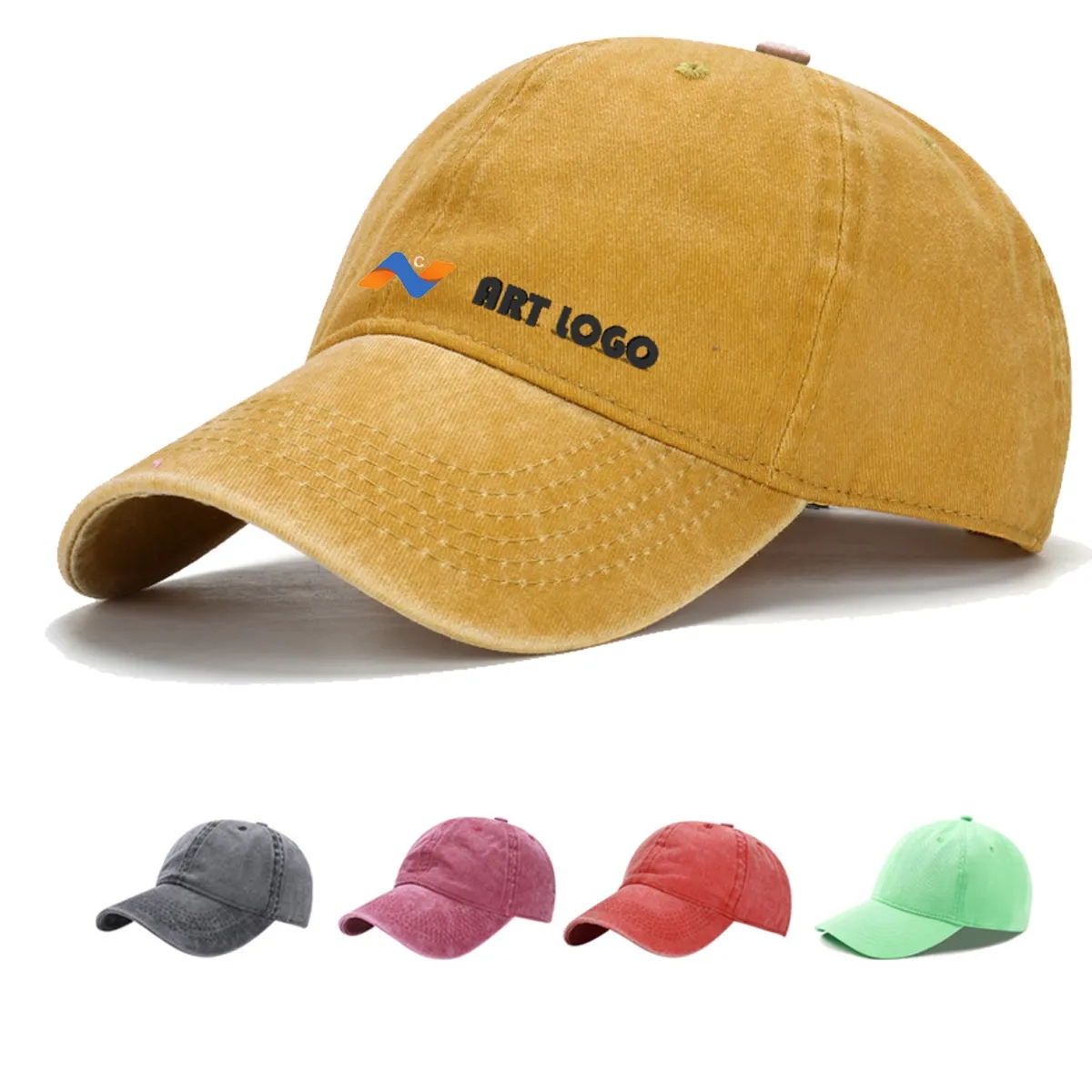 Customized Logo Vintage Distress Old School Baseball Cap Hat 2
