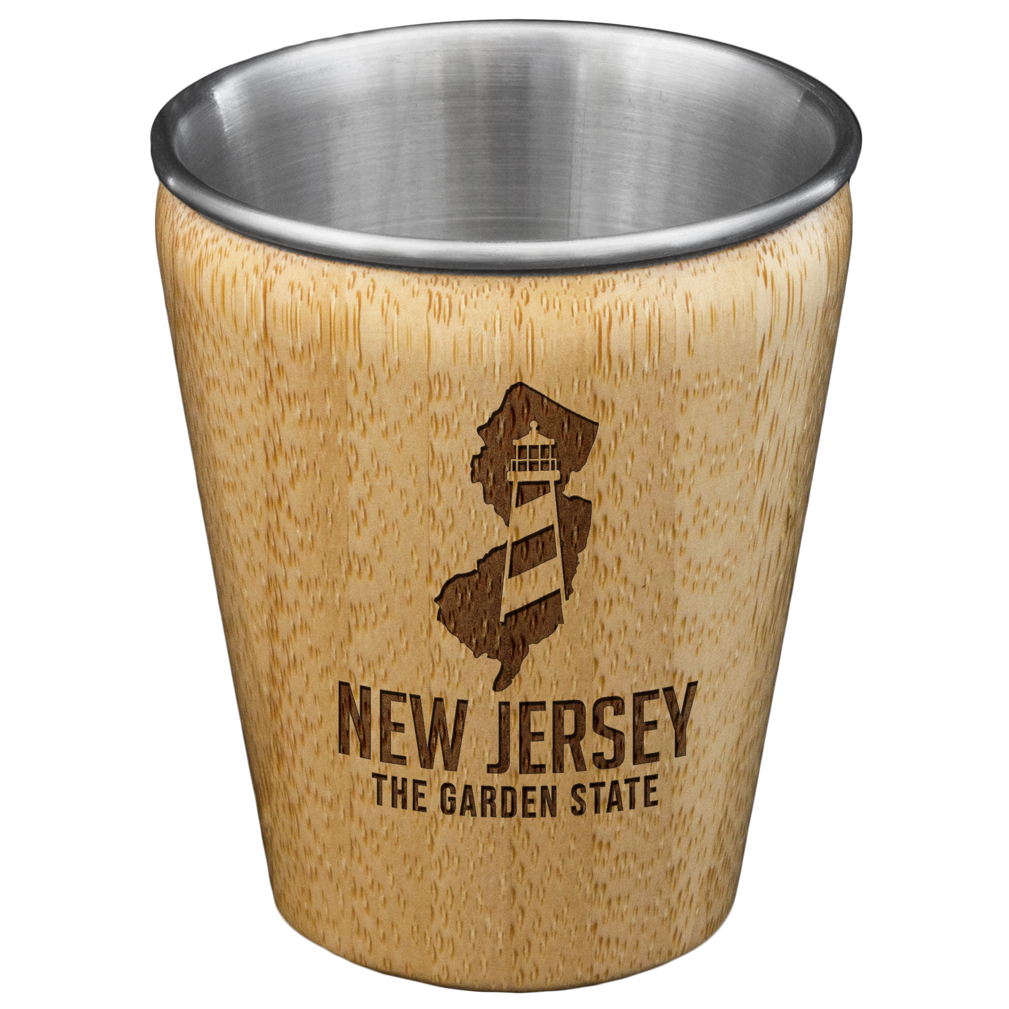 New Jersey State Bamboo and Stainless Steel Shot Glass