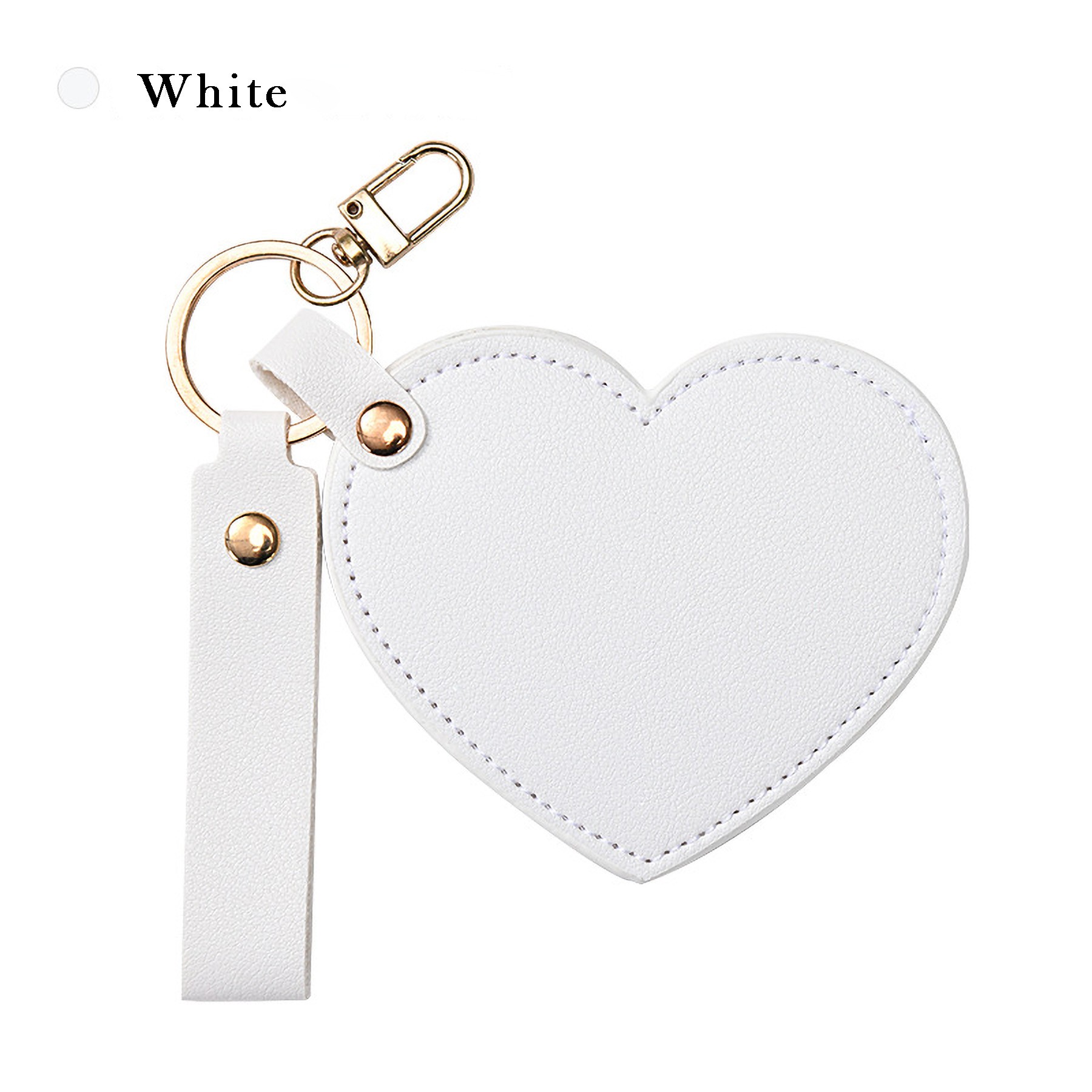 Leather Key Chain With Heart-Shaped Makeup Mirror 6