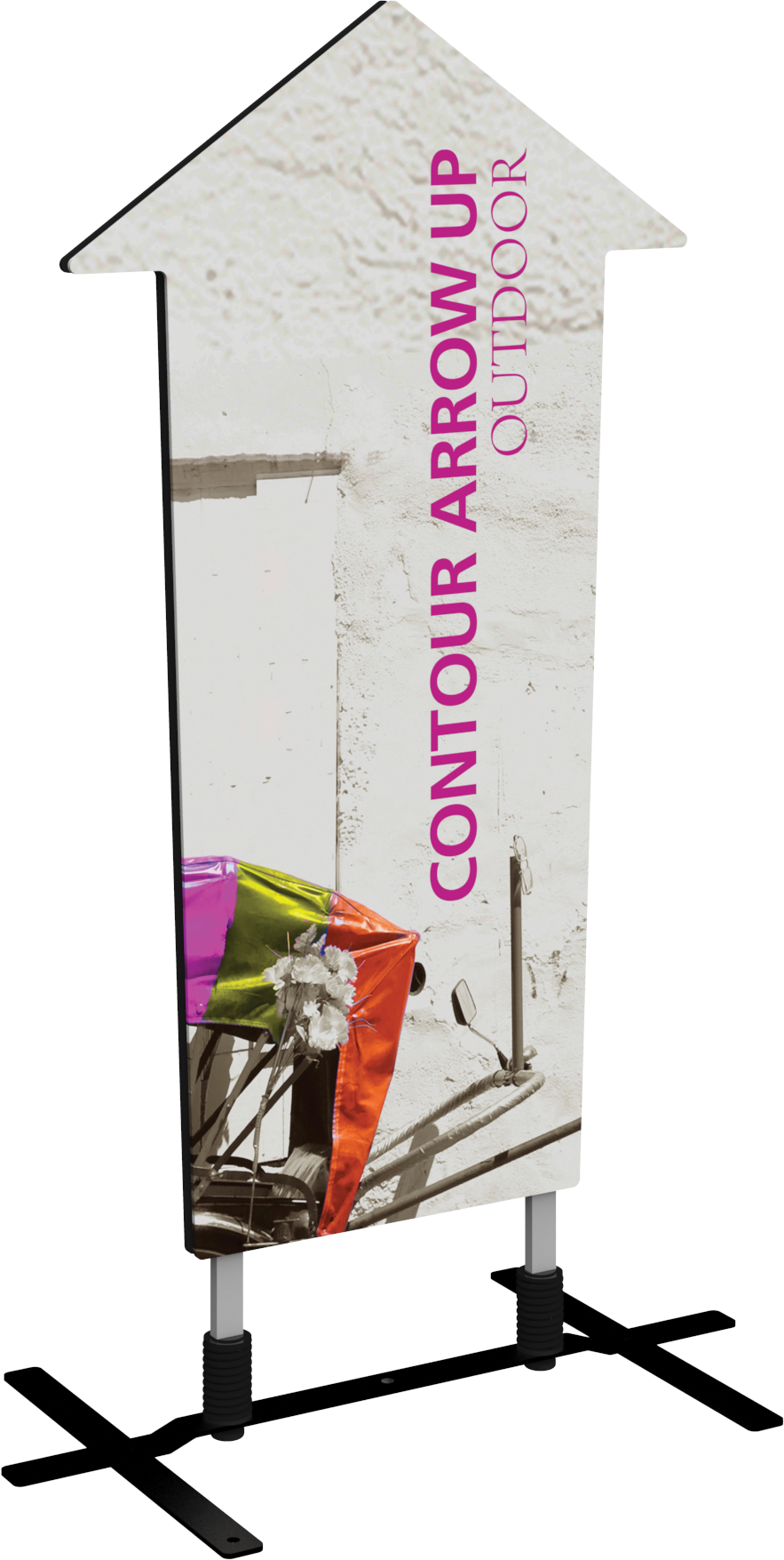 Contour Single-Sided Outdoor Sign Arrow Up w/Plate Base