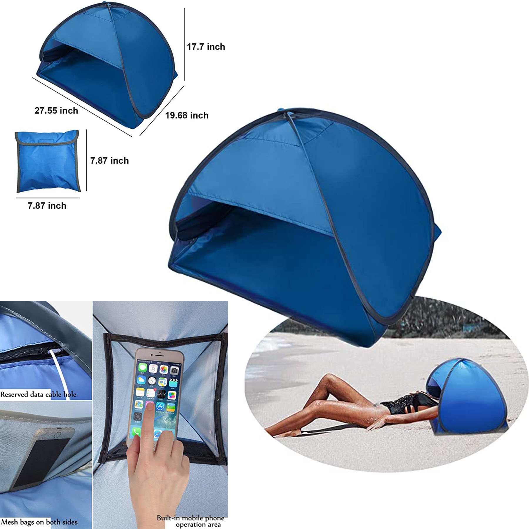 Portable Sun Beach Shade Canopy - Mini Adjustable Beach Shelter 1
