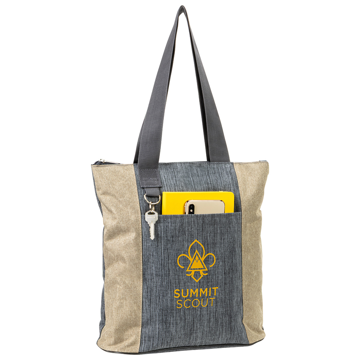 Kenmore Heathered Polyester Event Tote, custom tote bag with logo imprint 3