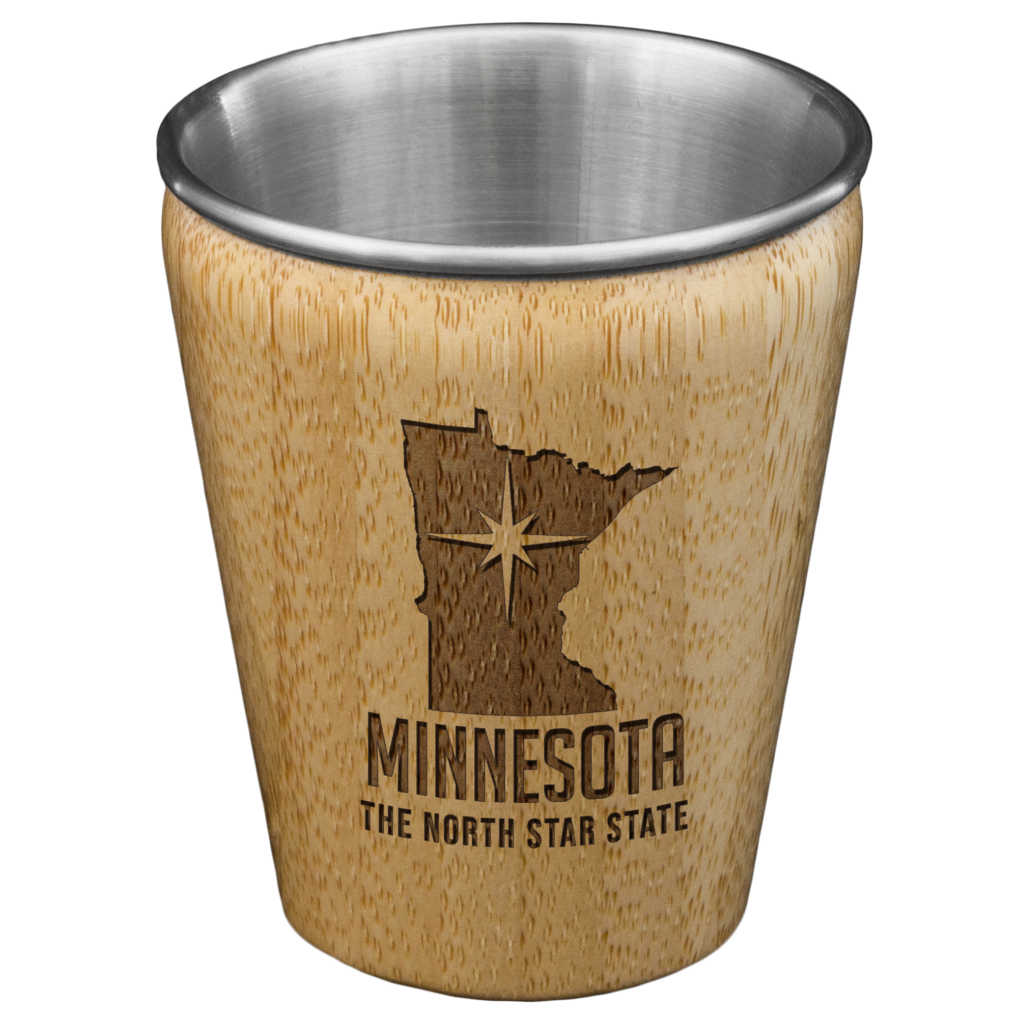 Minnesota State Bamboo and Stainless Steel Shot Glass
