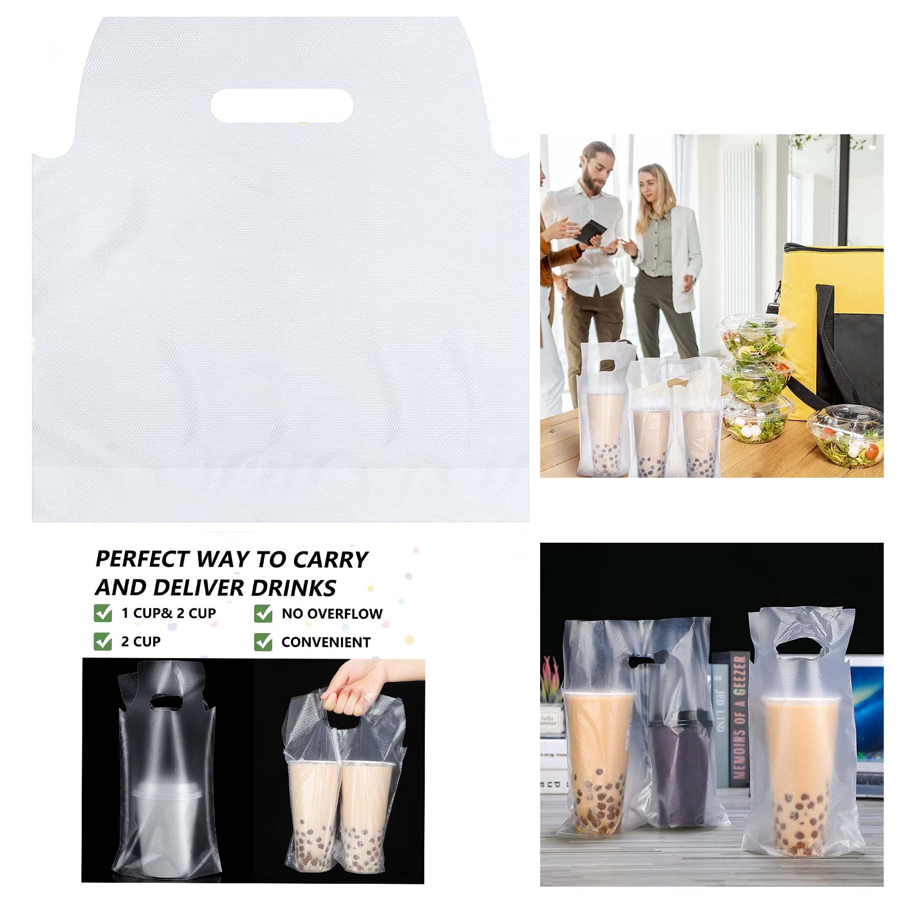6.3 x 10.2 Inches Clear Single Cup Plastic Bag With Handle 2