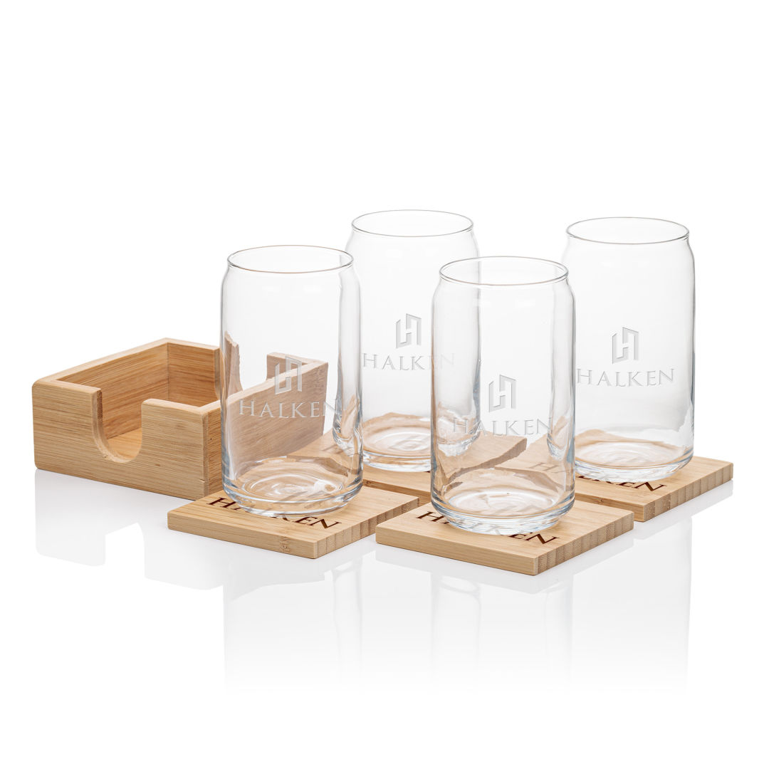 Bamboo Coaster Gift Set - Beer Can 5