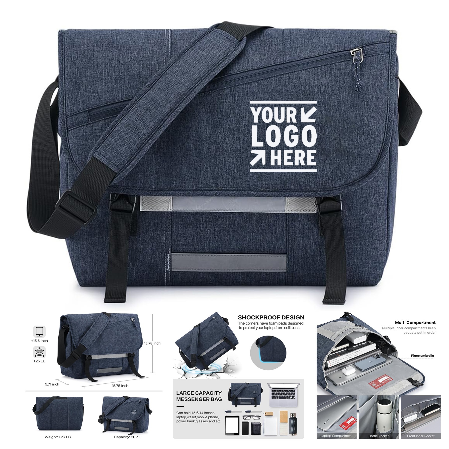 Women Men Messenger Crossbody Bag Canvas 15.6 Inch Laptop Satchel Computer Briefcase 3
