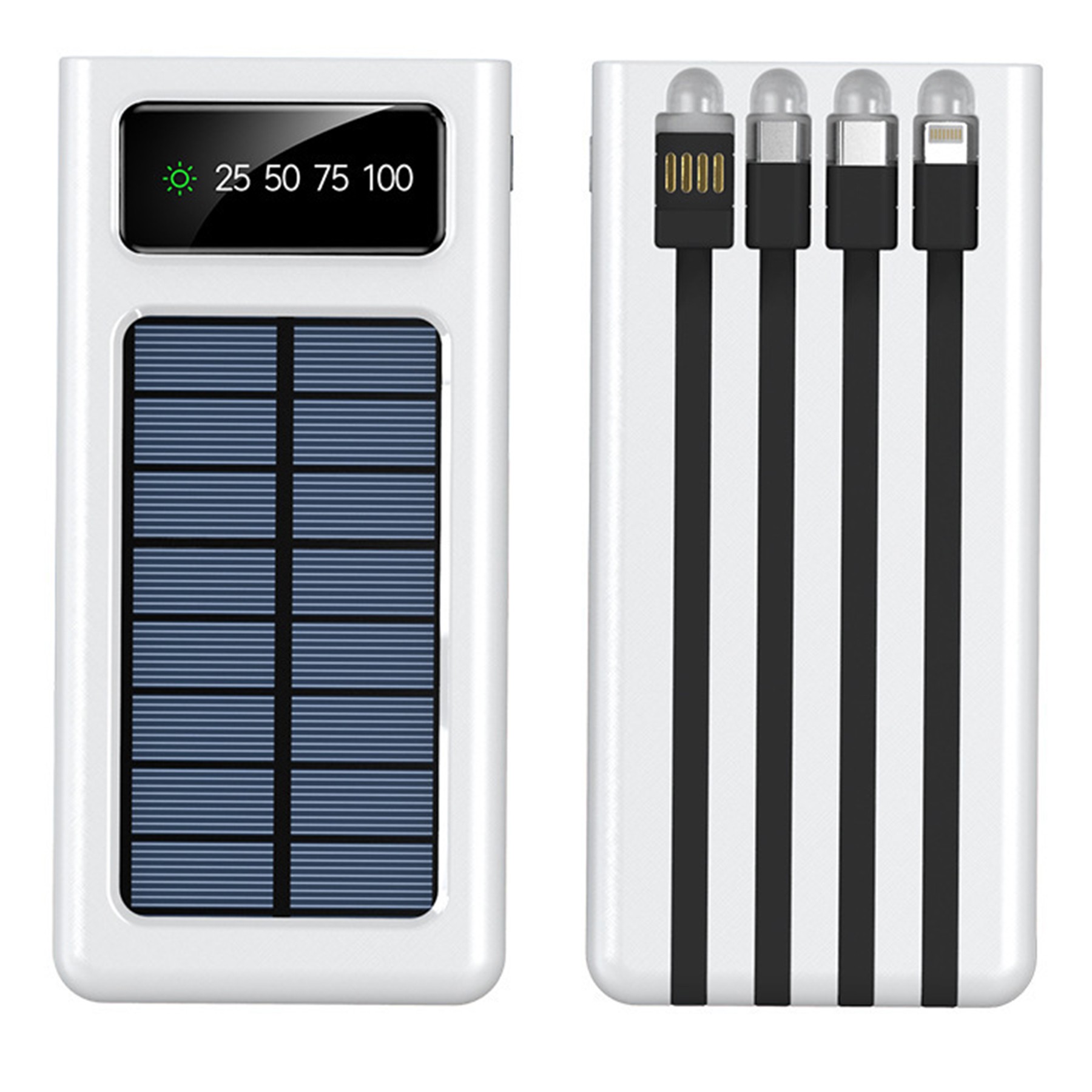 Solar Power Bank W/4 Built-In Cables 3