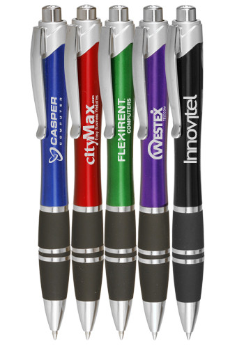 Silver Accent Grip Plastic Pens