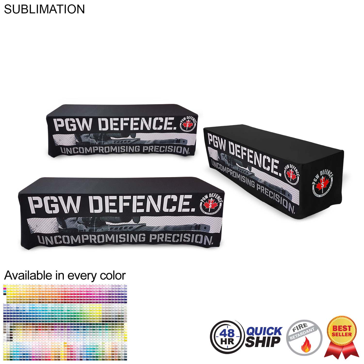 48 Hour Quick Ship - Sublimated Table Cloth for 8' table, Drape style, 4 sided, Closed Back 6