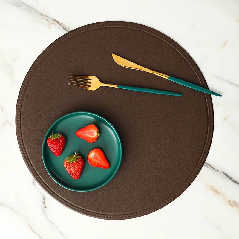 Custom Round PU Leather Table Placemat & Dining Meal Pad 10