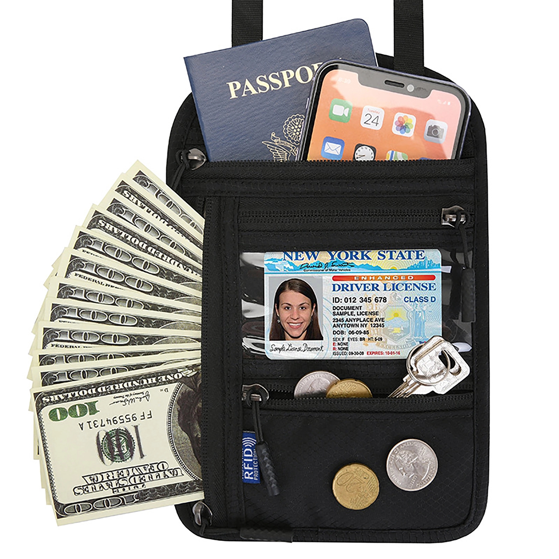 Neck Wallet Rfid Blocking Passport Holder 10