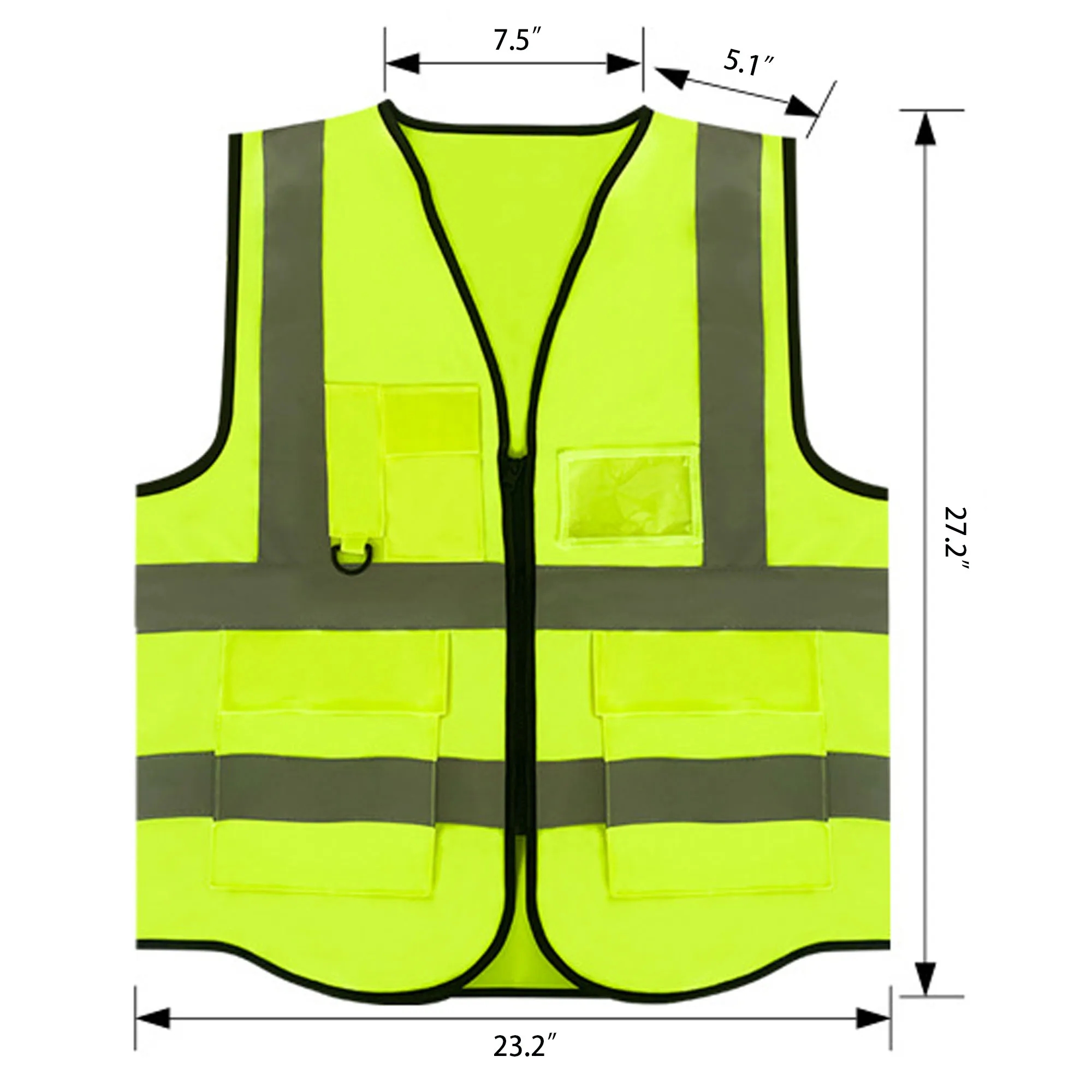 Reflective Safety Vest with Pockets and Zipper 2