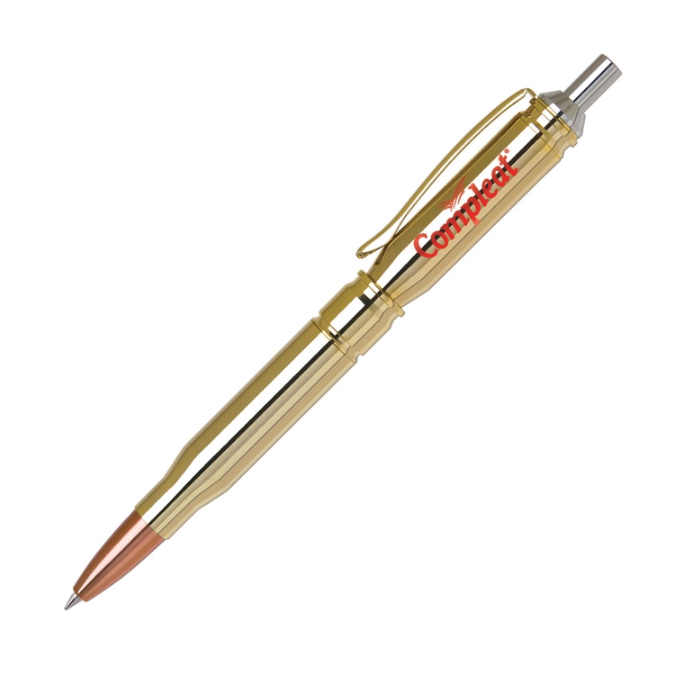 Brass Bullet Ball Point Pen (Silver Top) 3