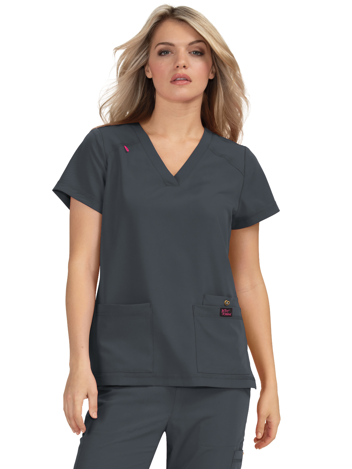 koi - Betsey Johnson - Women's Three-Pocket Snap-Button Placket V-Neck Freesia Top 9