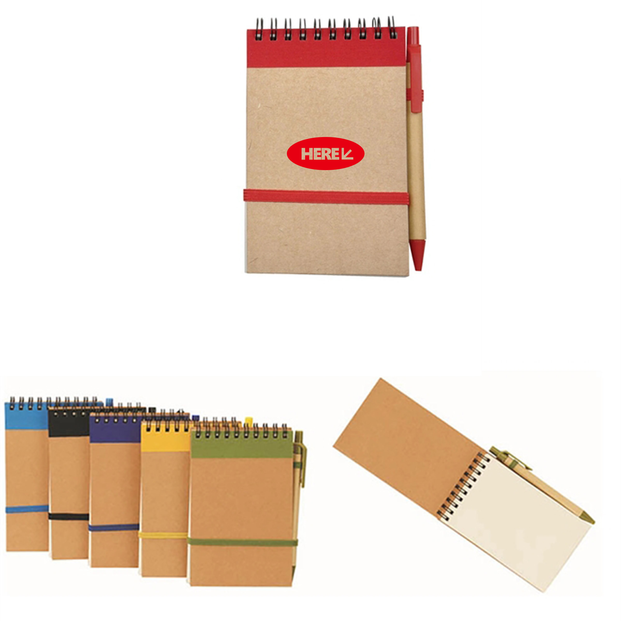 Kraft Paper Coil Pocket Notepad With Pen 1