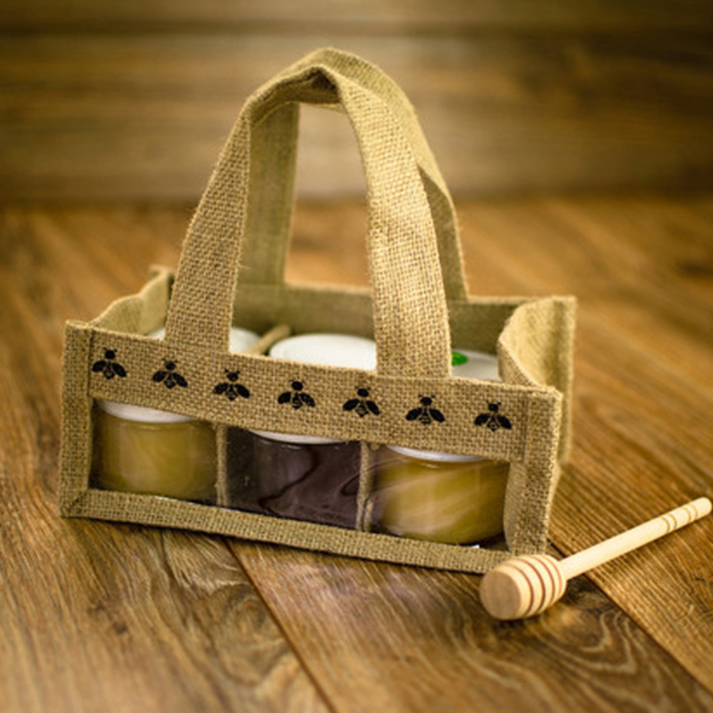 Clear PVC Window Jute Bag For Food/Honey/Jam, custom tote bag with logo imprint 2