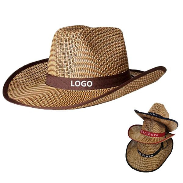 Wide-Brimmed Cowboy Straw Hat 1