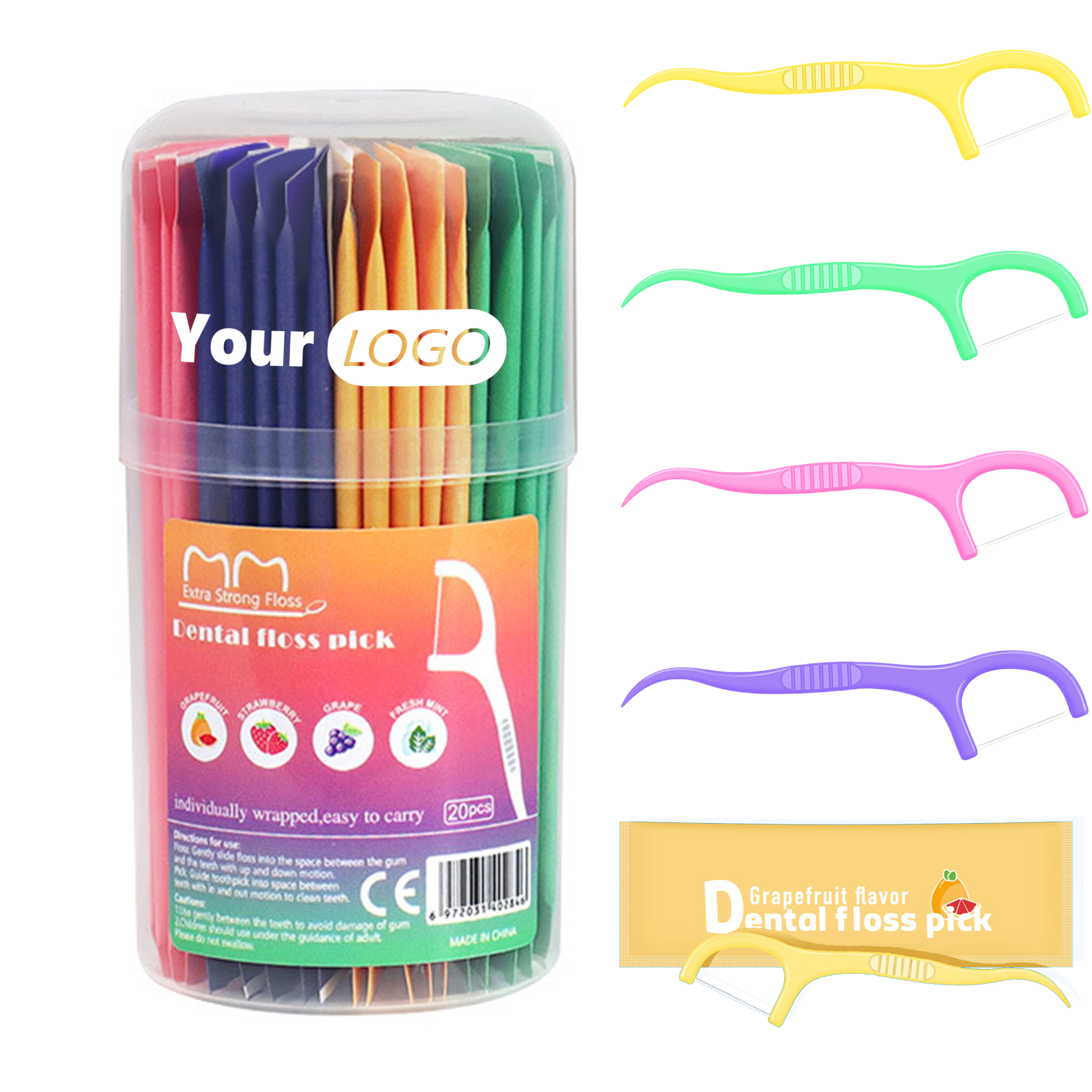 20-Pack Fruit Flavored Dental Floss Picks in Bottle 7