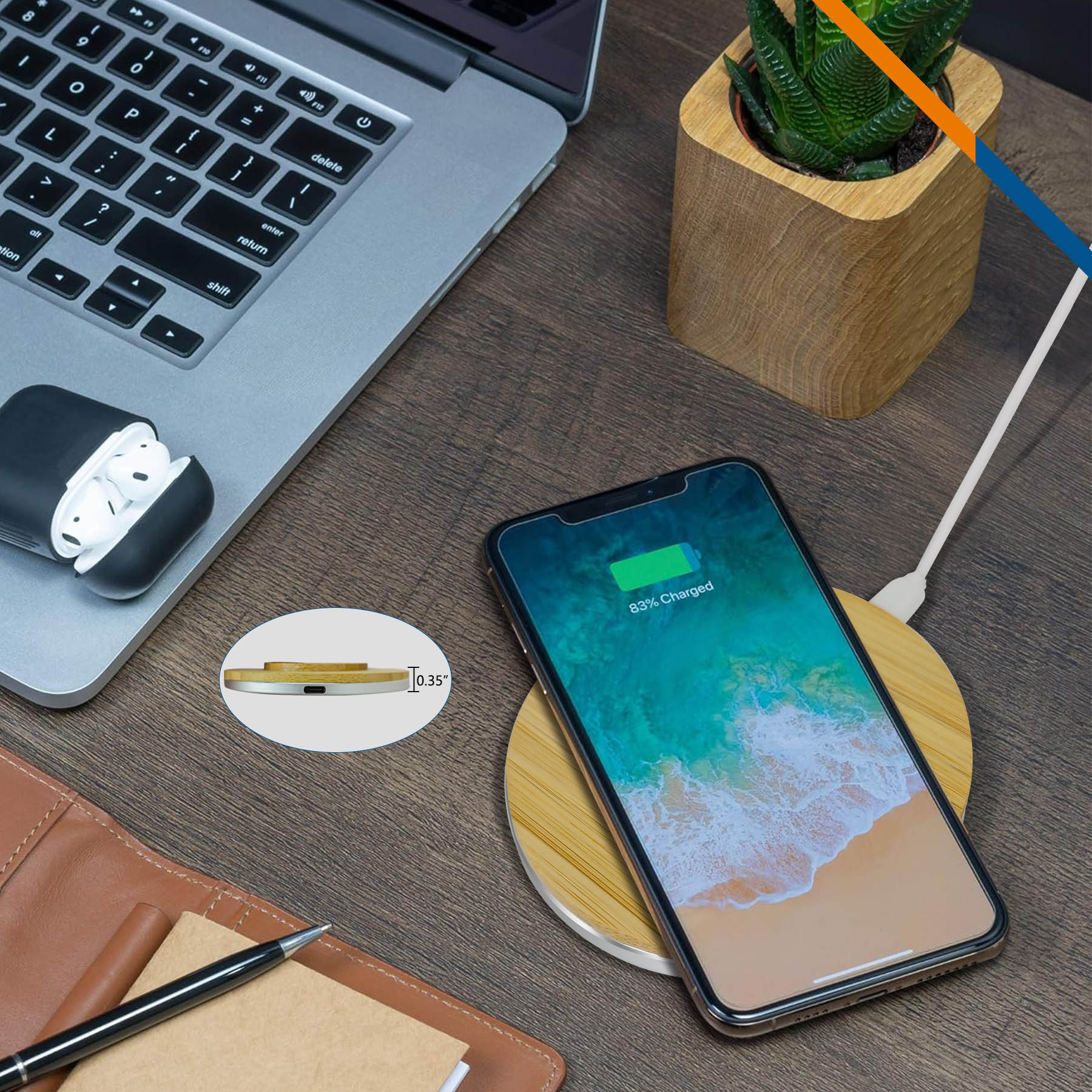 Laker Bamboo Wireless Charger 3
