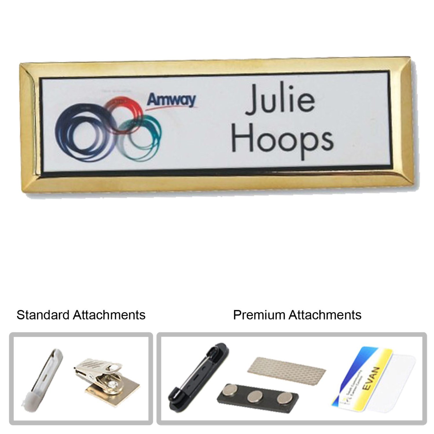 3"W x 1.5"H Executive metallic personalized Name Badge 1
