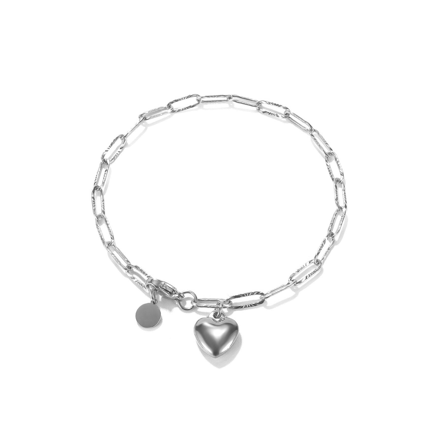 Heart Circle Pendant Stainless Steel Bracelet 4