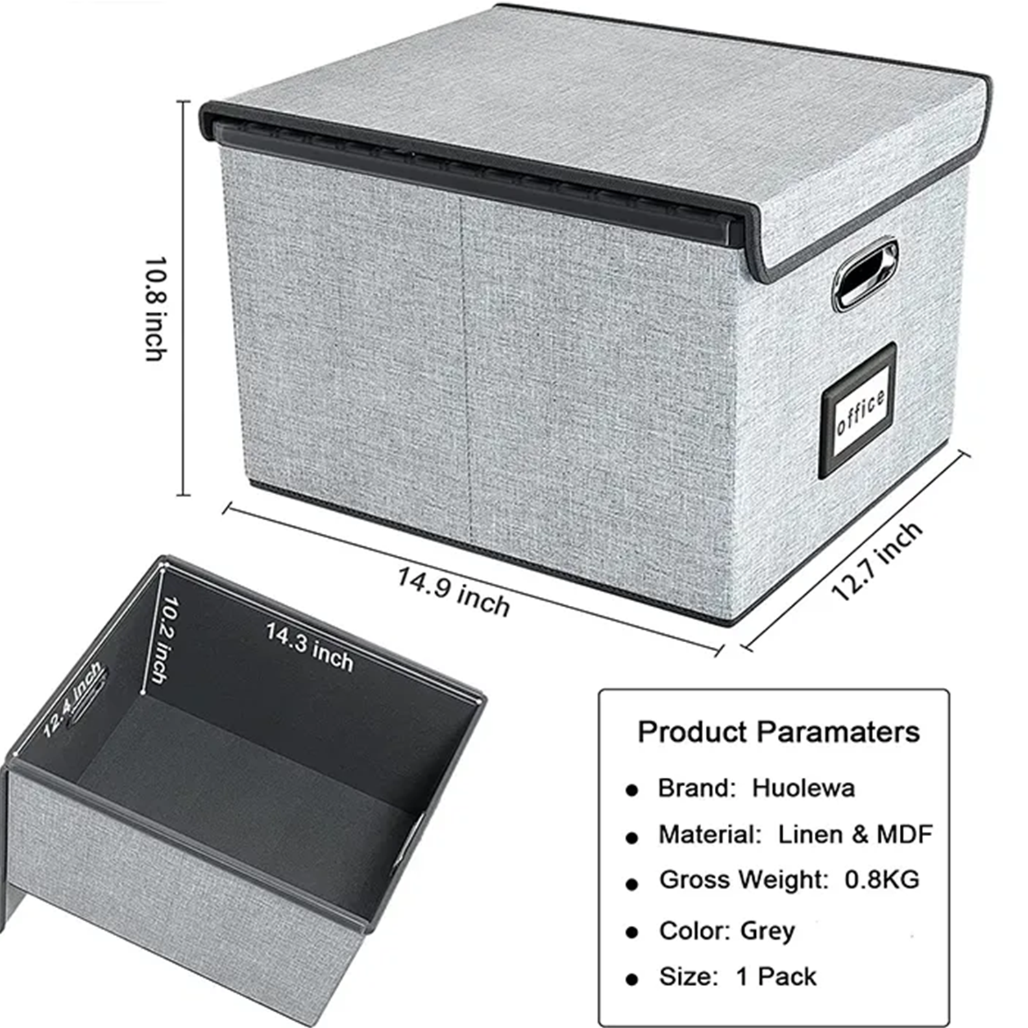 Foldable Large Storage Box for Files with Lid 6
