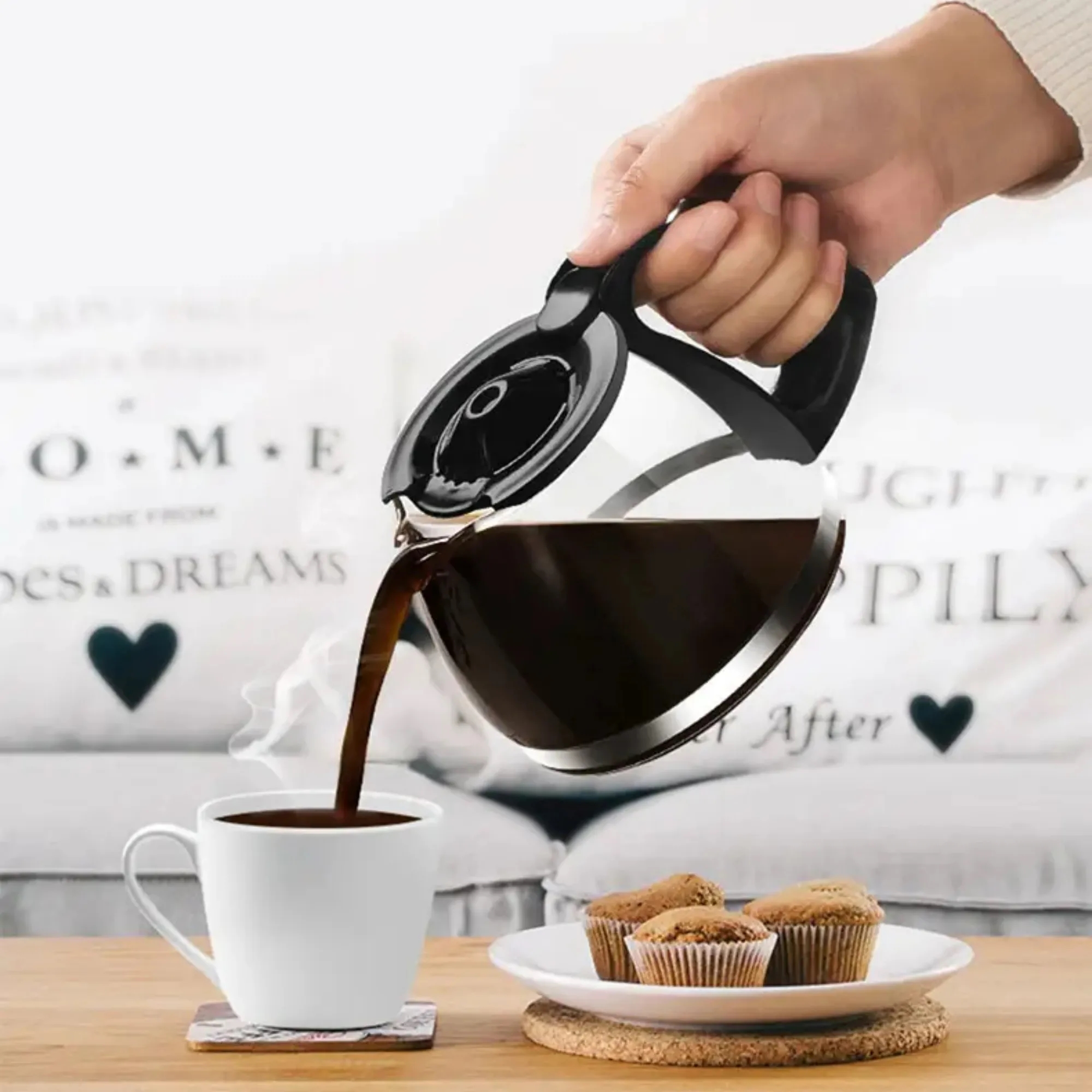 COFFEMAKER Glass Jar 25.3oz Modern Design Coffee Machine 6