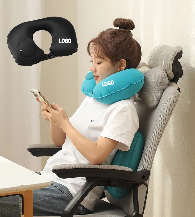 Bulk Custom Logo Inflatable Travel Pillow Wholesale for Promotional Gifts 4