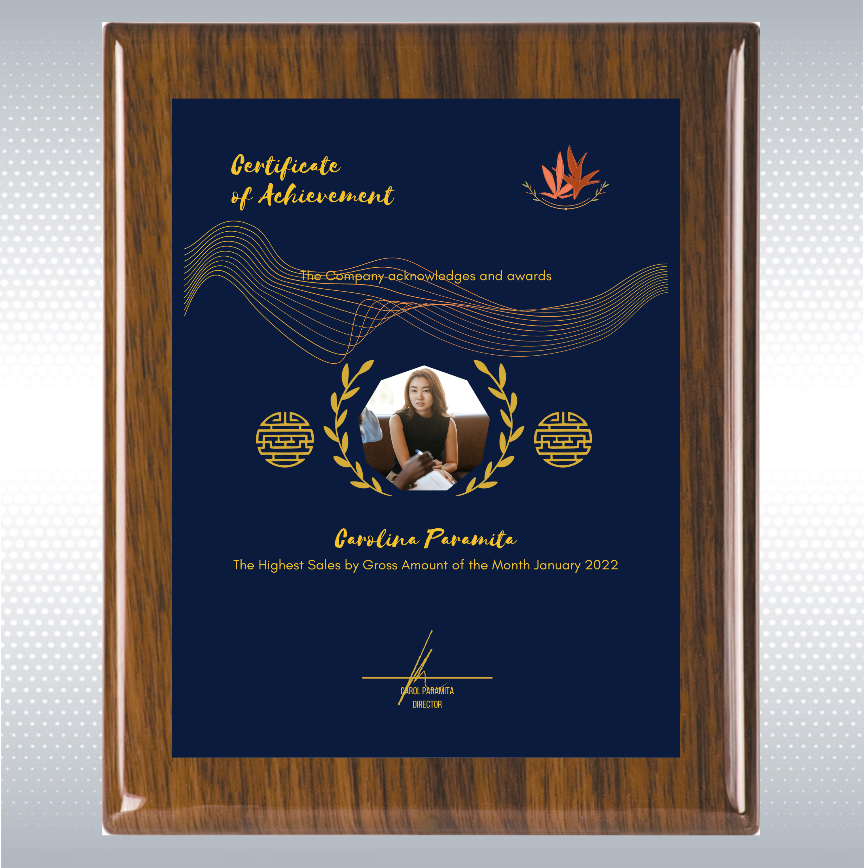 Walnut Piano Wood Plaque w/Full Color Sublimated Plate 4