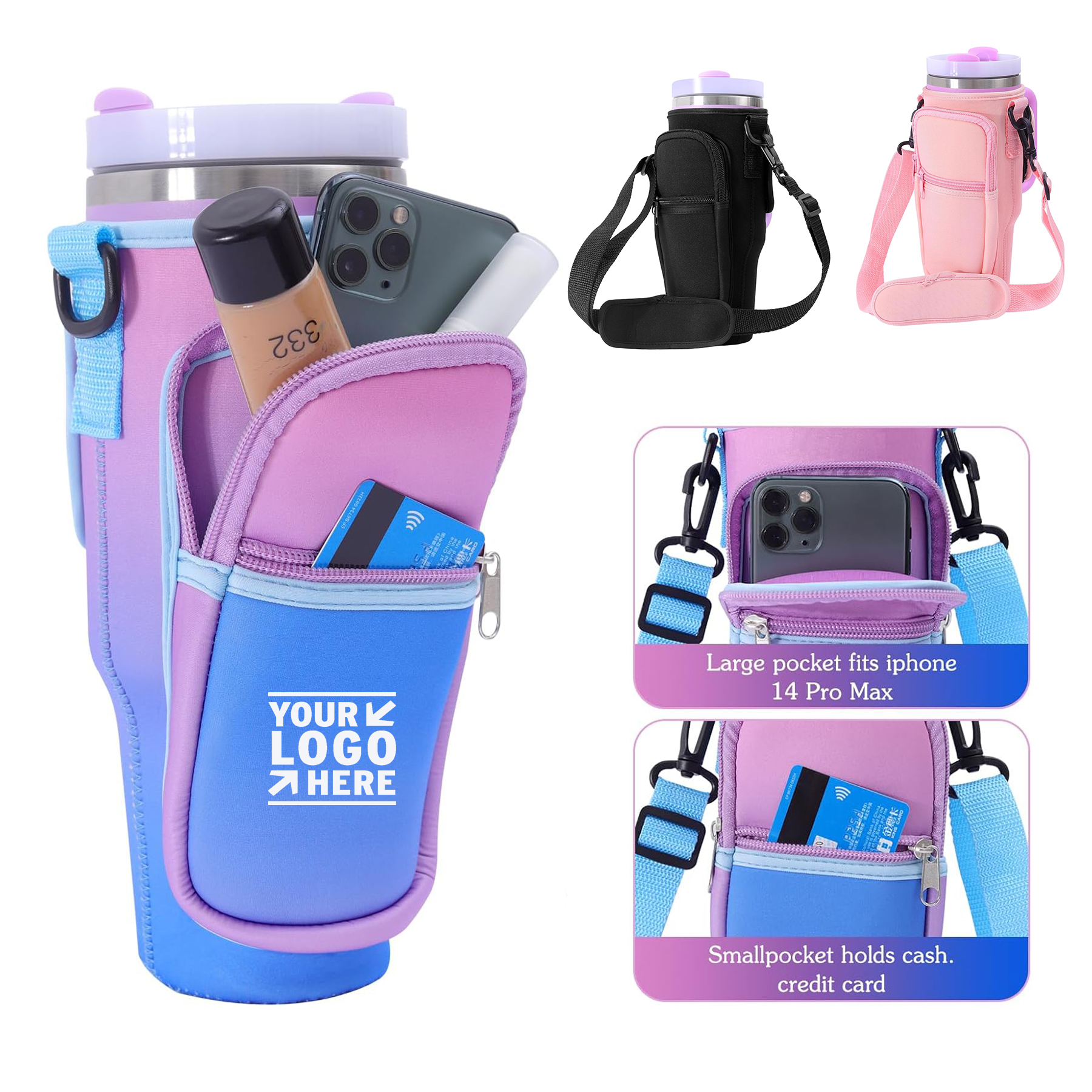 Travelling Camping Fit 40oz Stanley Tumbler With Handle Water Bottle Carrier Bag 2