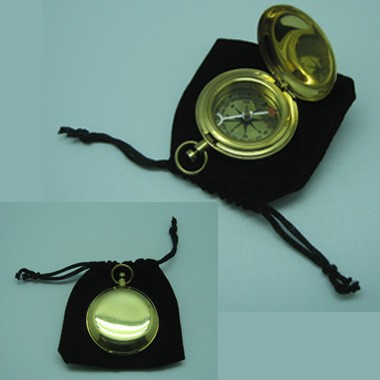 BRASS POCKET COMPASS WITH VELVET POUCH 2