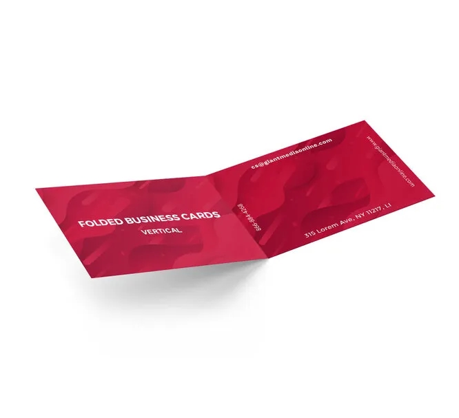 Folded Business Cards - Vertical - 7" x 2" 3