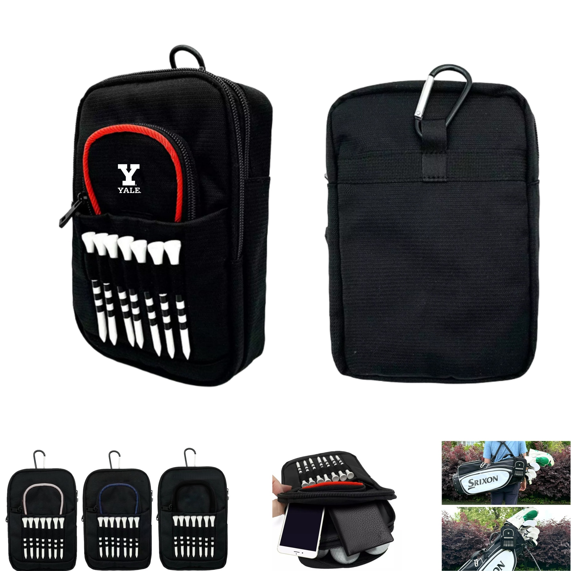 Multi-Pockets Golf Bag Pouch with Detachable Clip 8