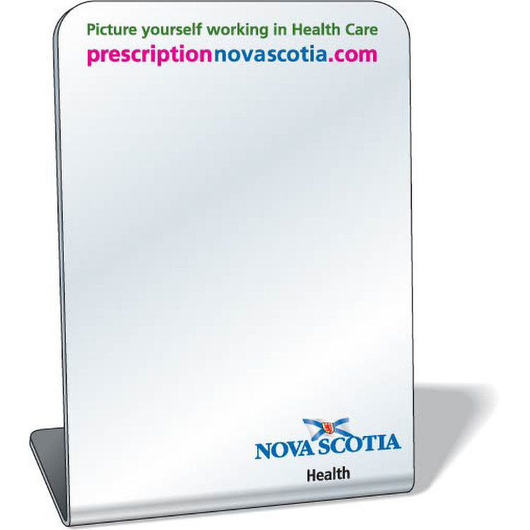 Free-Standing Acrylic Plastic Mirror, 3"x3.9" Rectangle, Full Colour