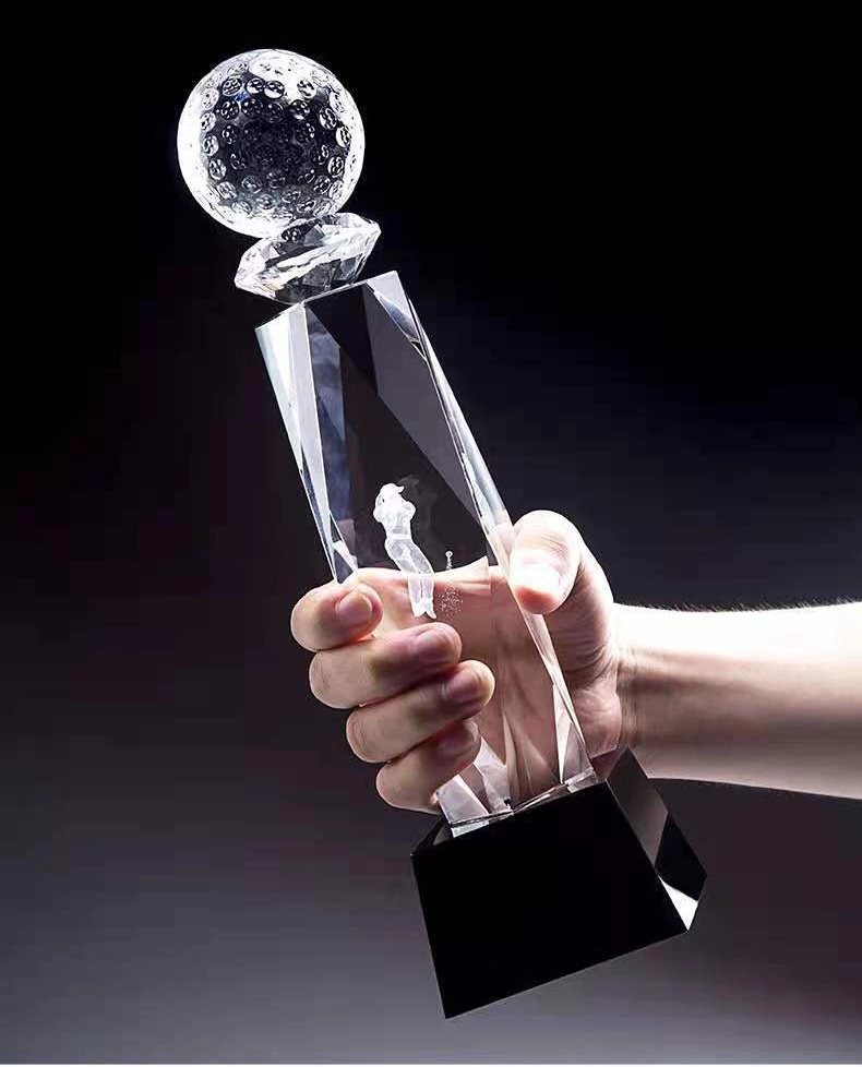 Crystal Premier Golf Trophy on Black Base 3