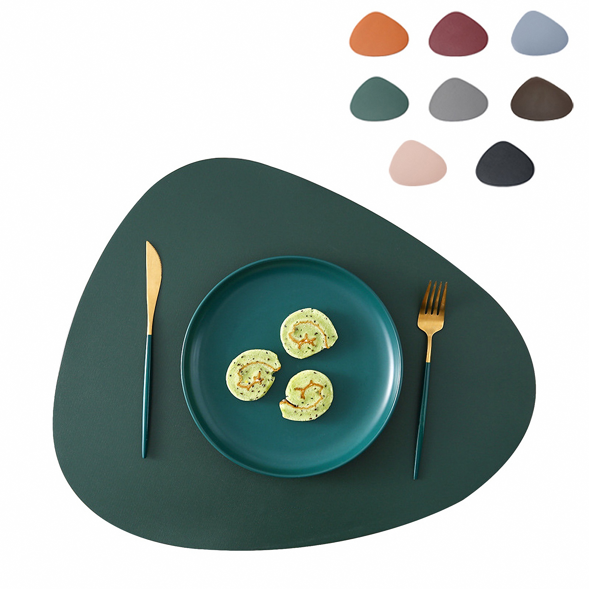 Water Drop Shape PU Leather Coaster 3