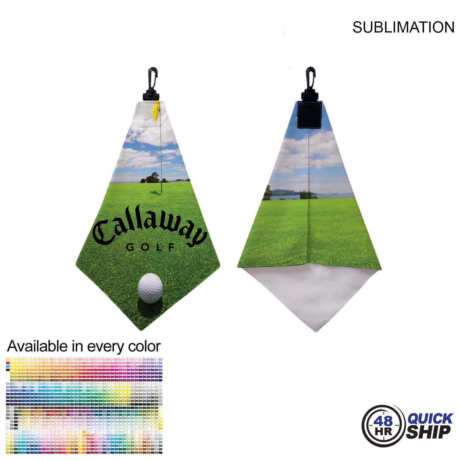 48Hr Quick Ship - Microfiber Suede Shammy Golf Towel, Triangle Shape, 11x17, Sublimated 7