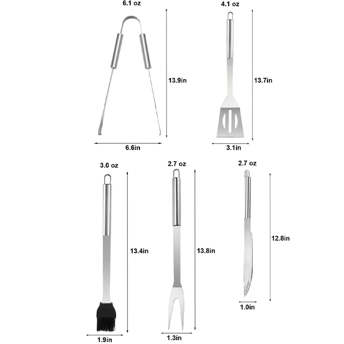5 pieces Stainless Steel Grill Tools 4