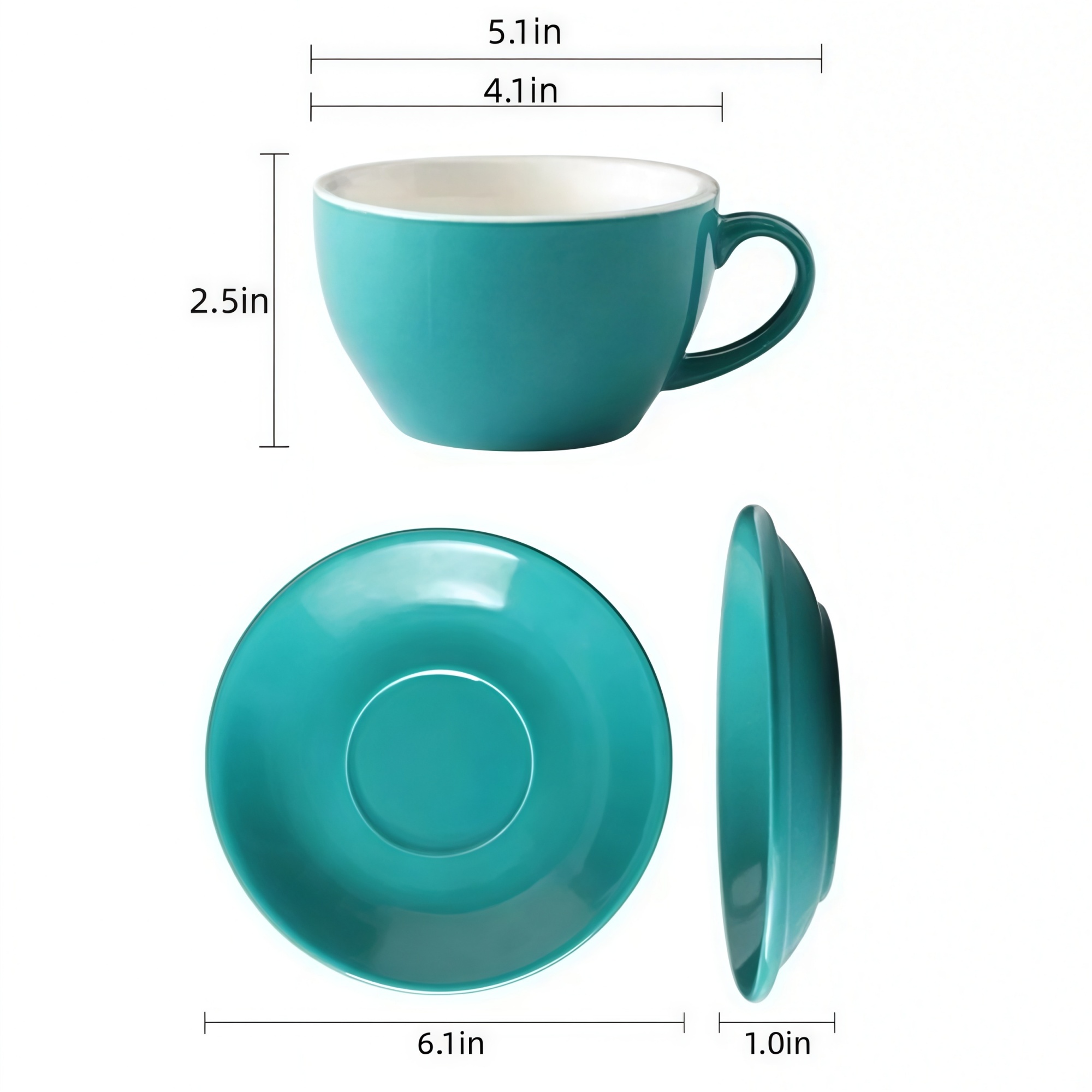 8.4 Oz Ceramic Coffee Cup with Saucer 3