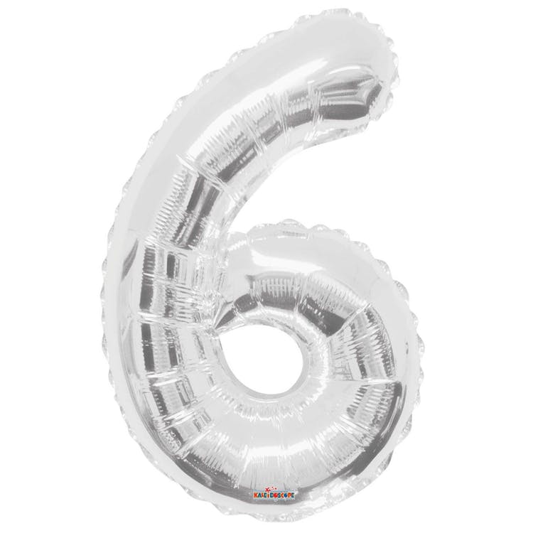 Mylar Number 6 Balloons - Silver 34" 2