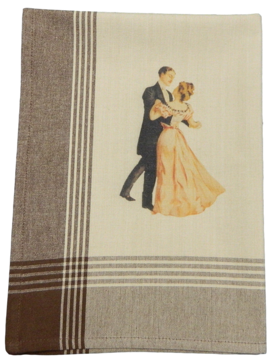 Brown/Tea Dyed Plaid Kitchen Towel with Custom Print 2