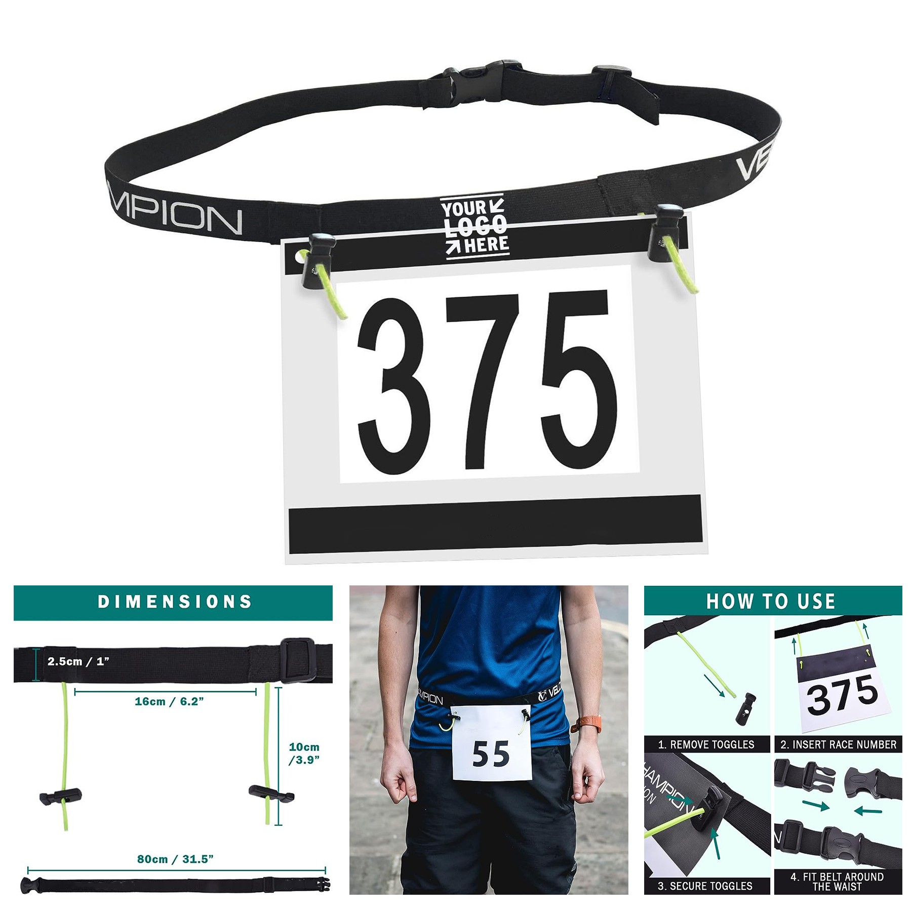 No Pin Needed Running Triathlon Marathon Number Belt 3
