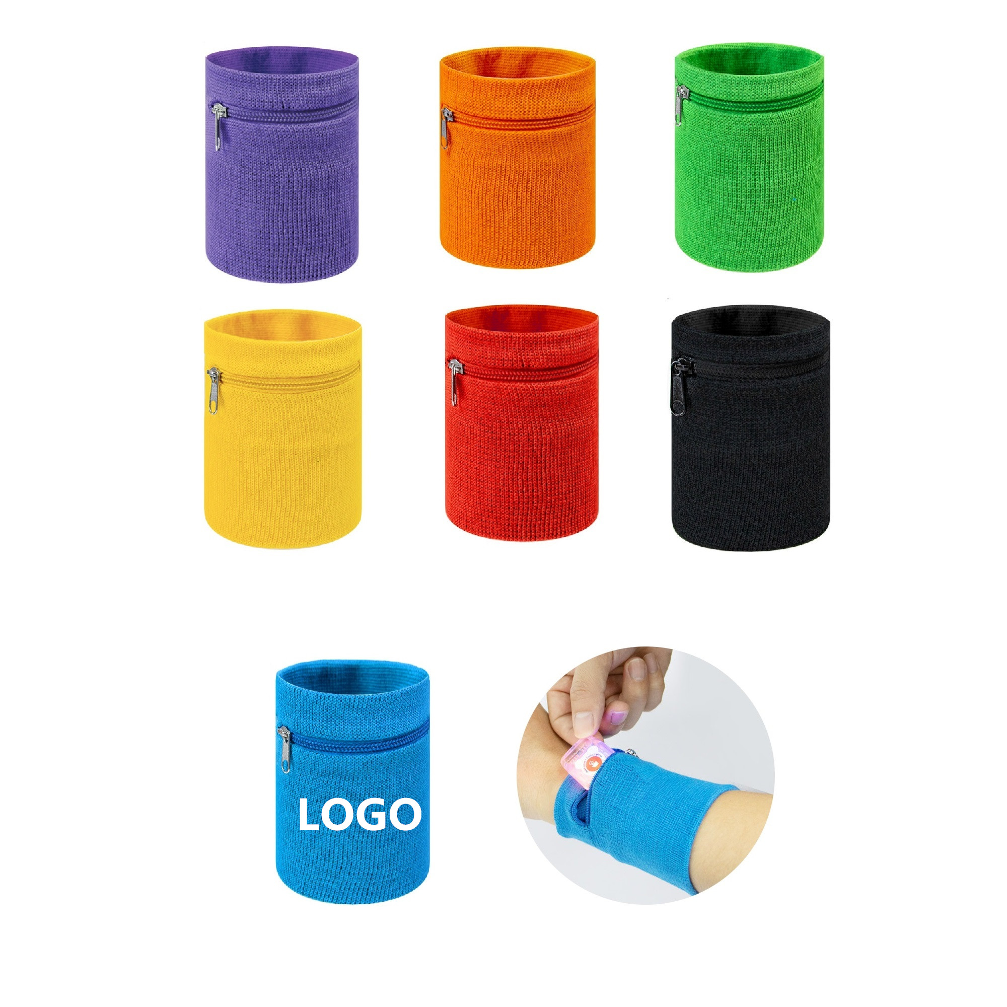 Cotton Sport Wristband With Zipper Pocket 3
