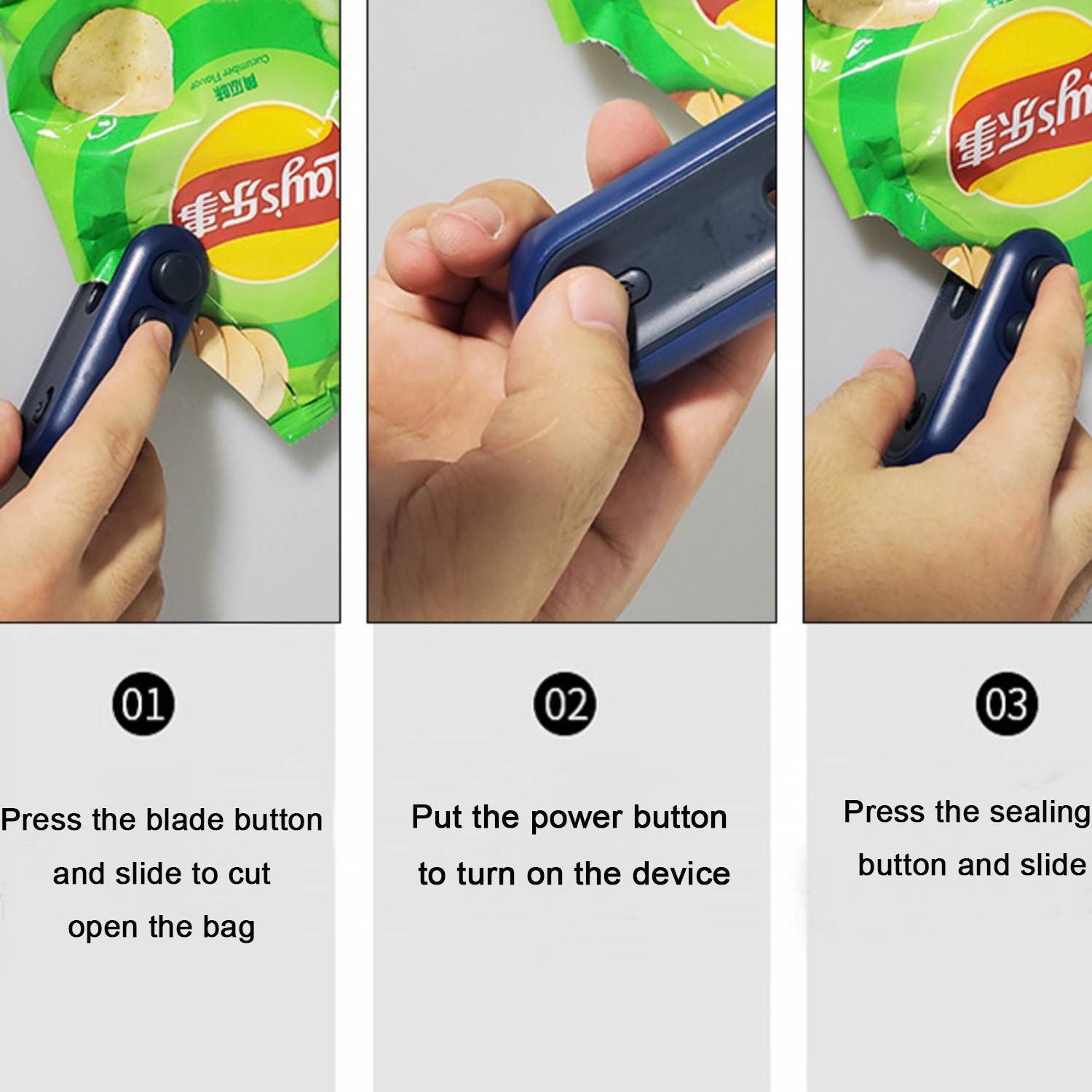 Heat Seal with Cutter Plastic On-the-go snack closure clip 4