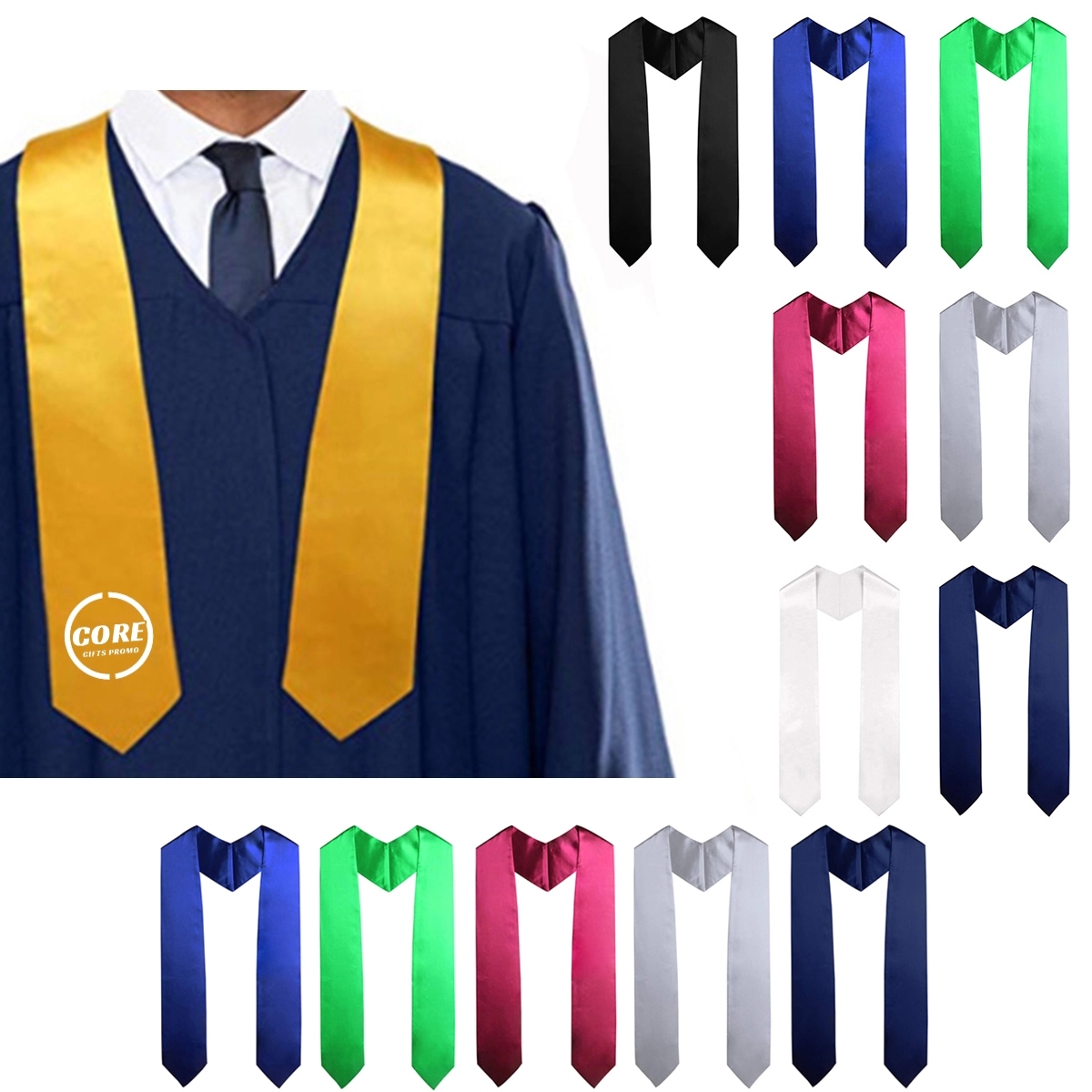 Unisex Adult Plain Graduation Stole Sash 72" 7
