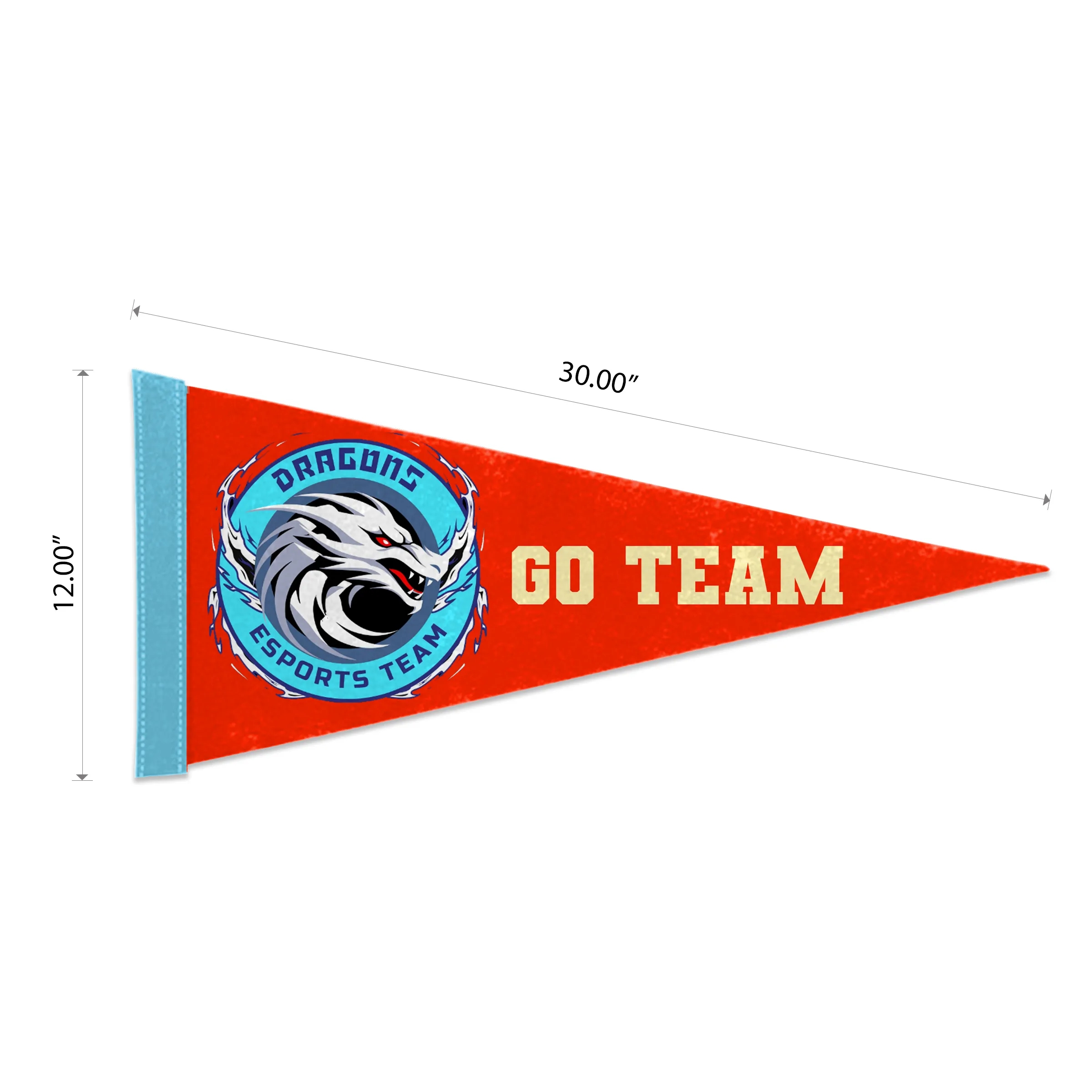 12"x30" Custom Full Color Printed Felt Pennant - 2ply 2-Side 3