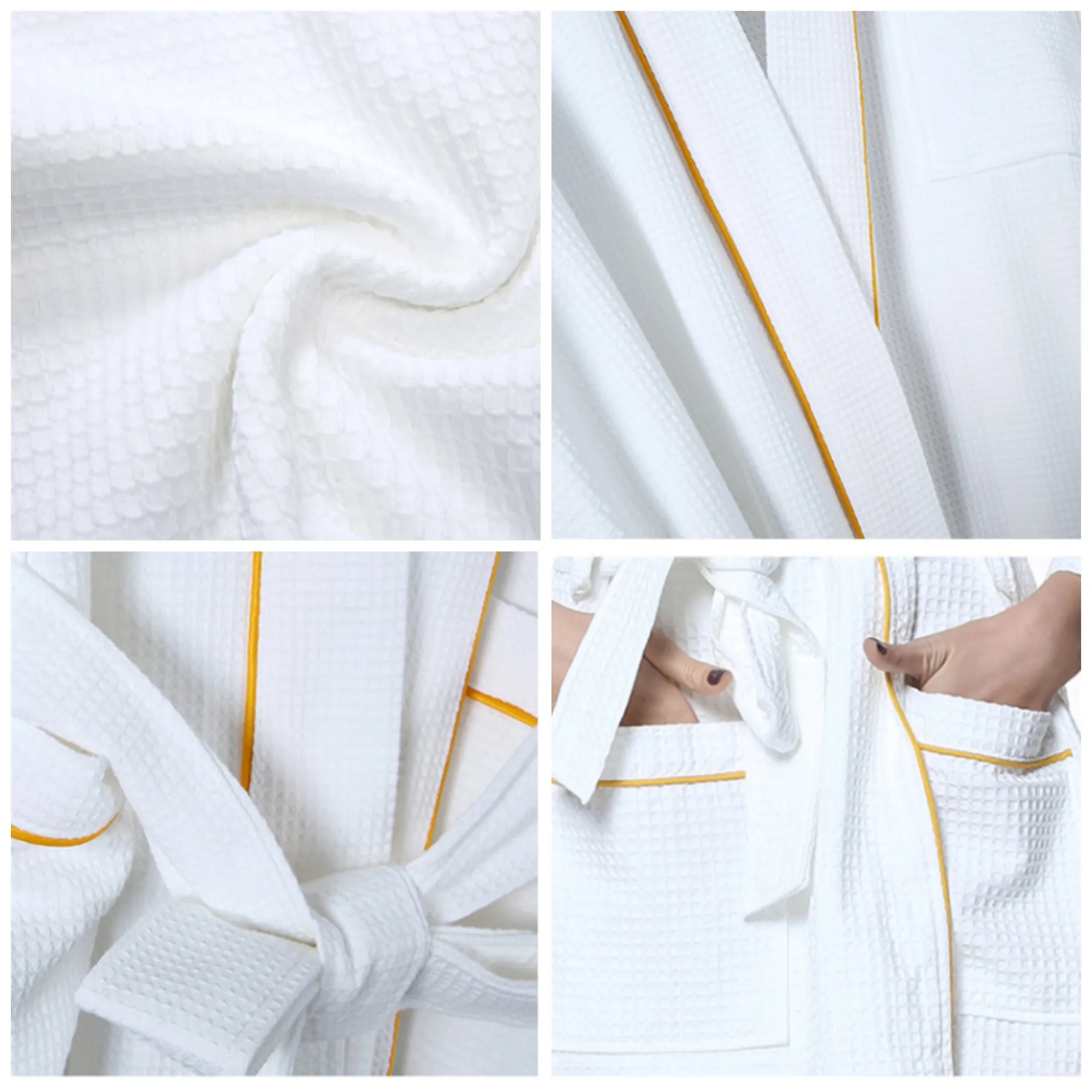 100% cotton Waffle Knit Lightweight Bath Robes 3