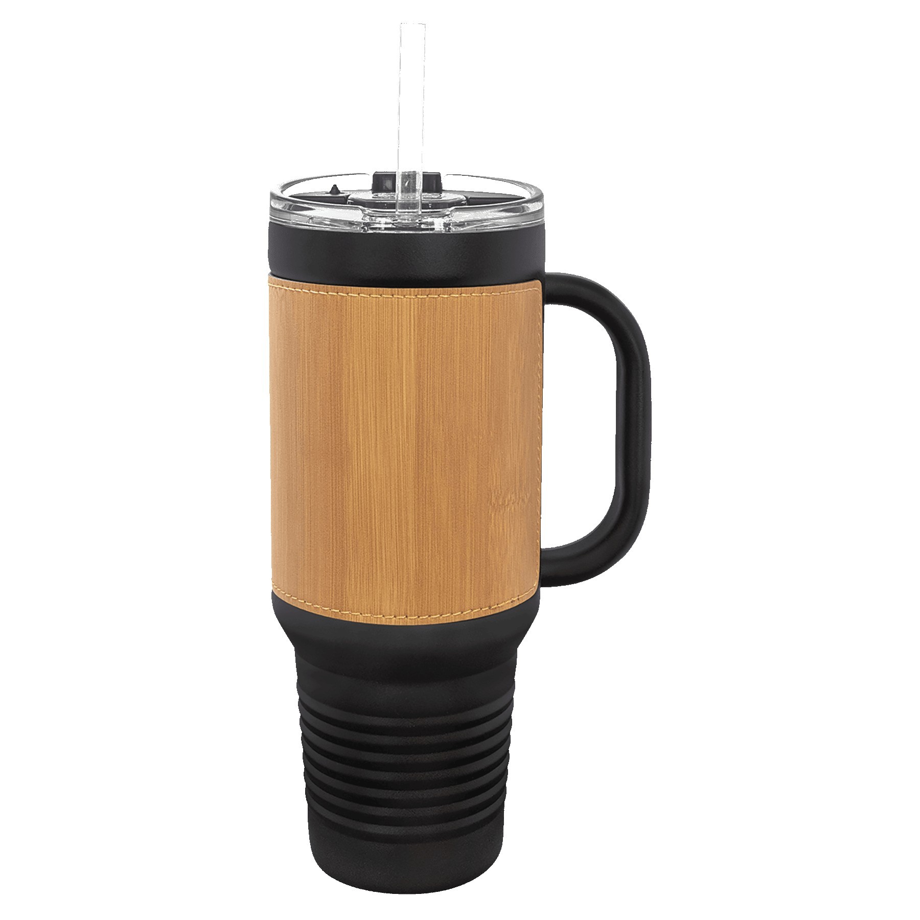 Polar Camel 40oz Black Stainless Steel & Leatherette Travel Mug 18