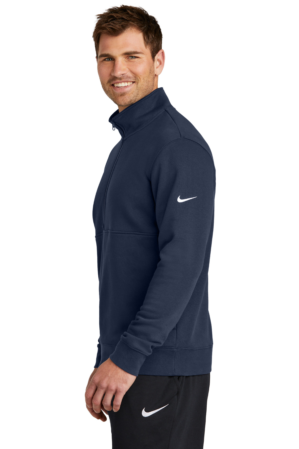 Nike Club Fleece Sleeve Swoosh 1/2-Zip NKDX6718, custom hoodie or sweatshirt with logo imprint 43