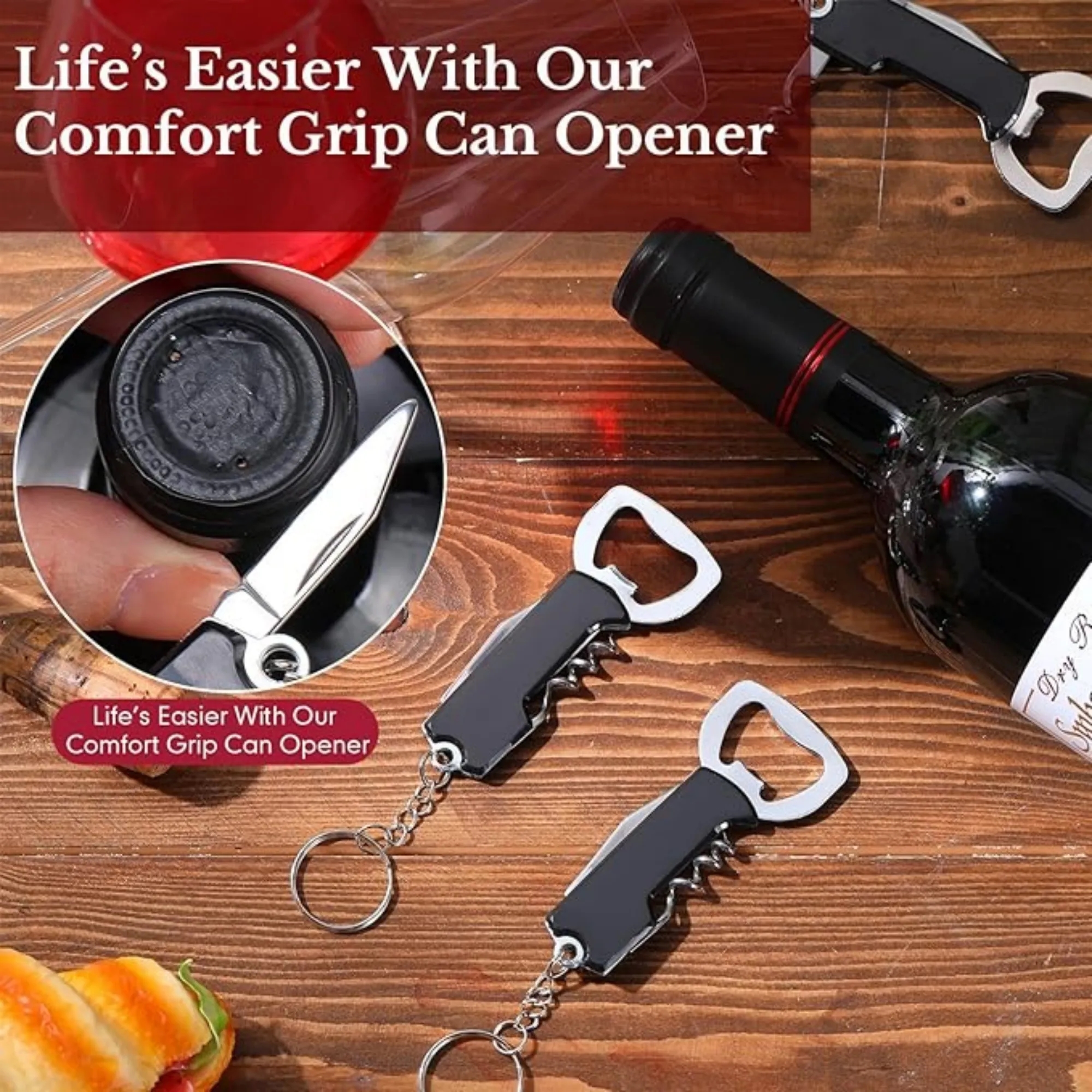 Multifunctional Bottle Opener Keychain for Beer, Wine, Soda 2